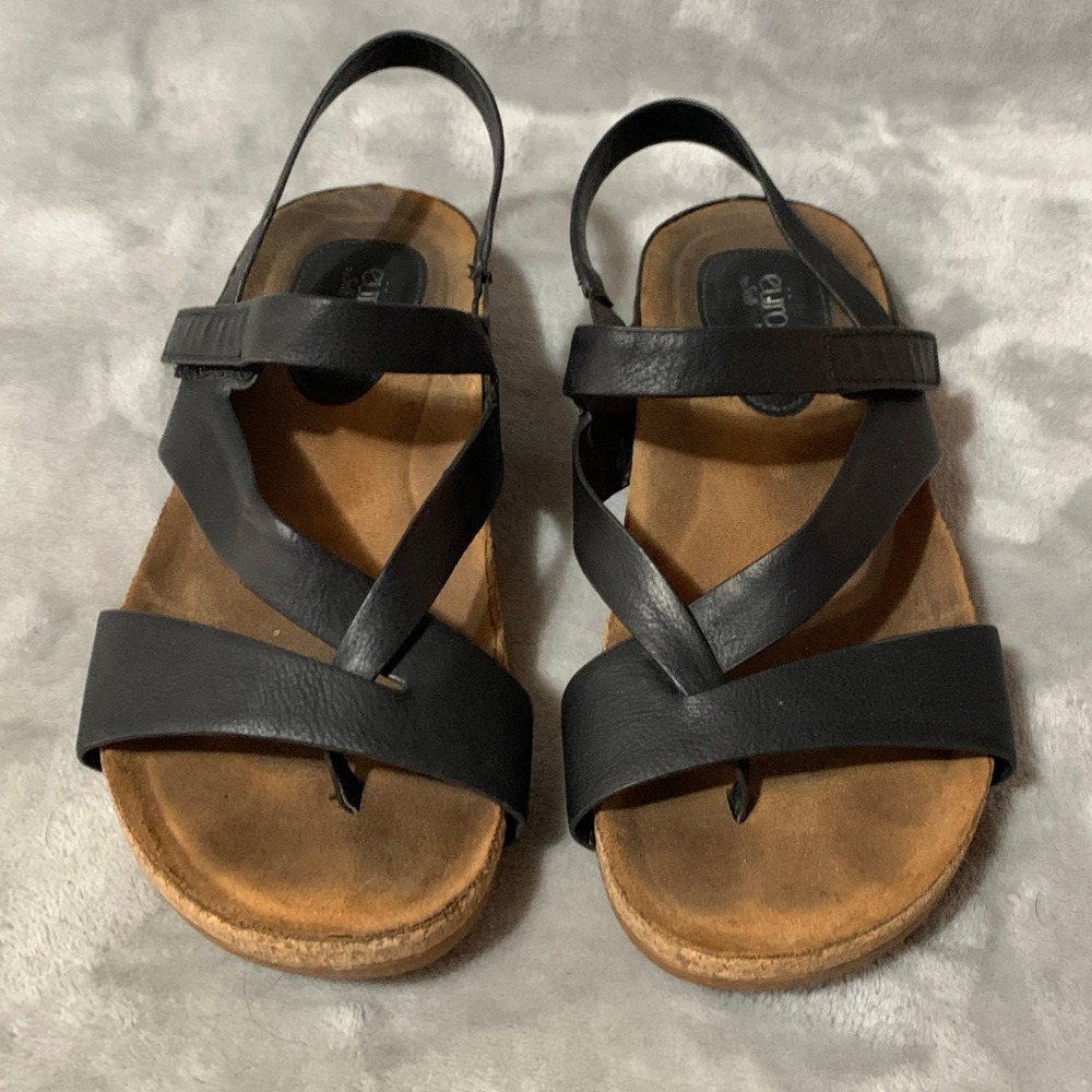 Eurosoft Gianetta Women's Black Slingback Thong Sandals US 8 M Adjustable Straps
